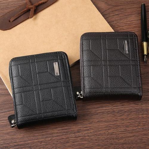 New style men's wallet with zipper, men's money clip,soft leather wallet for young, large capacity and multi-card slot wallet