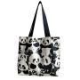 Large Capacity Women's Shoulder Bag Zipper Canvas Bag Cute Panda Cartoon Print Portable Shopping Bag Double-Sided Print