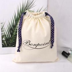 Custom Logo Printing Cotton Linen Dust Shoe Bag Hot Sale Drawstring Clothes Handbag Packaging Cotton Muslin Dust Bag