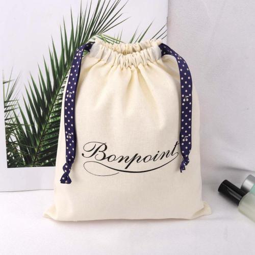 Custom Logo Printing Cotton Linen Dust Shoe Bag Hot Sale Drawstring Clothes Handbag Packaging Cotton Muslin Dust Bag