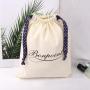 Custom Logo Printing Cotton Linen Dust Shoe Bag Hot Sale Drawstring Clothes Handbag Packaging Cotton Muslin Dust Bag
