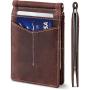 Genuine Leather Mens Wallets Slim Front Pocket Money Clip Card Holder Leather Money Clips