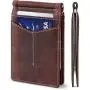 Genuine Leather Mens Wallets Slim Front Pocket Money Clip Card Holder Leather Money Clips
