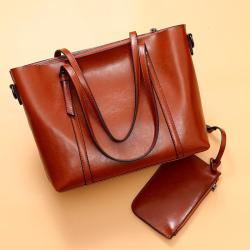 2022 Fashion Design Genuine Leather Ladies Large Capacity Tote Handbags Luxury Women Shoulder Bag With Coin Purse