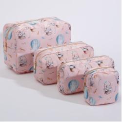 Low MOQ Stock Women Fashion Printed Leopard Makeup Bag Cosmetic Zipper Bag