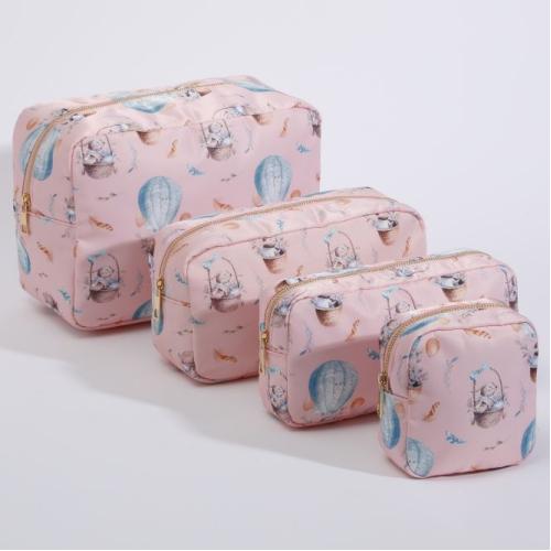 Low MOQ Stock Women Fashion Printed Leopard Makeup Bag Cosmetic Zipper Bag