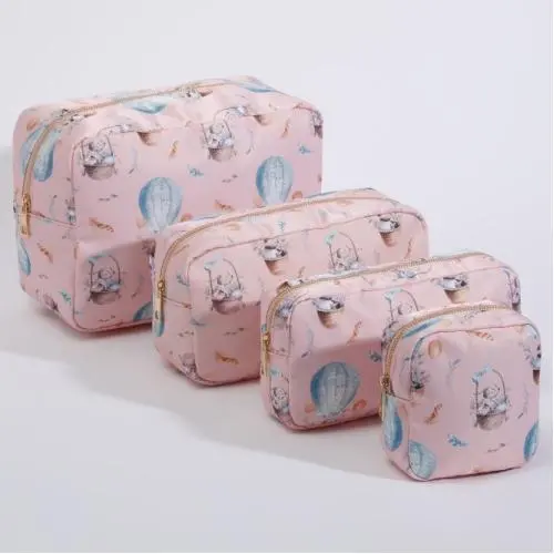 Low MOQ Stock Women Fashion Printed Leopard Makeup Bag Cosmetic Zipper Bag