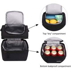 Double Layer Cooler Insulated Lunch Bag Adult Lunch Box Large Tote Bag for Men Women With Adjustable Strap Front Pocket