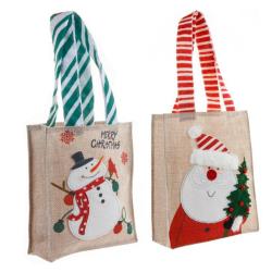 HR089 New Christmas Handheld Gift Bag Lovely Cloth Cartoon Elderly Snowman Gift Bag Candy Apple Christmas Lightweight Handbag