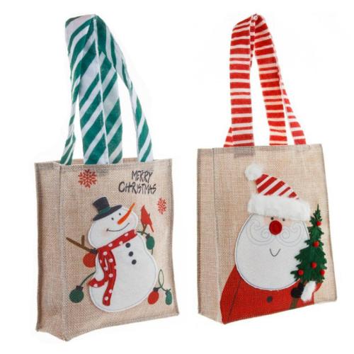 HR089 New Christmas Handheld Gift Bag Lovely Cloth Cartoon Elderly Snowman Gift Bag Candy Apple Christmas Lightweight Handbag