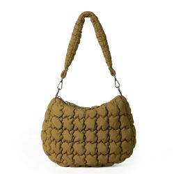 New Korean nylon pleated design puff bag bloated cotton shoulder bag fashionable versatile handbag bag for women