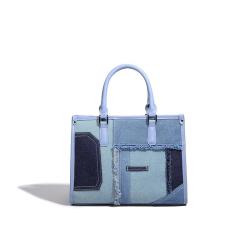 2024 Custom Contrast Color Denim Tote Bags Handbags For Fashion Women