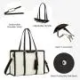 LOVEVOOK Large high quality PU leather Canvas Laptop Tote bag School shopping Casual handbag Shoulder Crossbody Bags for Women