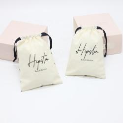 High Quality Beige Cotton Linen Packaging Bag For Baby Care Drawstring Cotton Muslin Gift Storage Bag