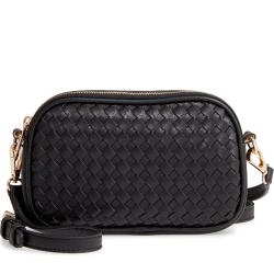 Custom Fashion Black Light Leather Satchel Design Shoulder Purse Woven Girls Bags Crossbody