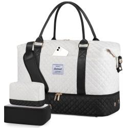 LOVEVOOK new 3  in 1 large capacity combination diamond quilted designer carry on overnight luggage travel duffel gym bags