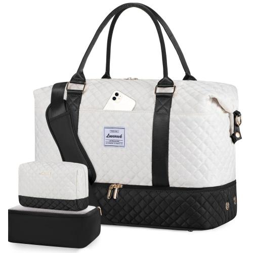 LOVEVOOK new 3  in 1 large capacity combination diamond quilted designer carry on overnight luggage travel duffel gym bags