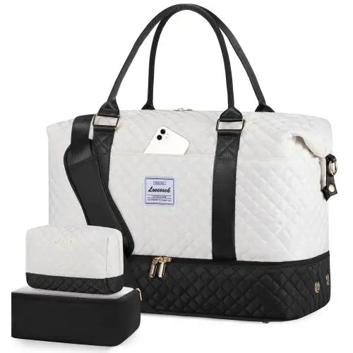 LOVEVOOK new 3  in 1 large capacity combination diamond quilted designer carry on overnight luggage travel duffel gym bags