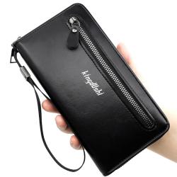 ZR341 New Men's Long Wallet Business Casual Double Zipper Handbag Large Capacity Multi Card Mobile Case