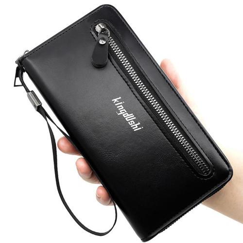 ZR341 New Men's Long Wallet Business Casual Double Zipper Handbag Large Capacity Multi Card Mobile Case