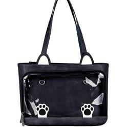 Cat designer transparent Ita hand bag custom printing Ita bag with clear window