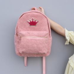 Keymay Personalized Girl Children Schoolbag Winter Travel Rucksack Mini Fleece Plush Backpack Fluffy Teddy Backpack