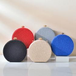 Pu Pure Color Single Shoulder Hand Chain Bag Bolsos Fashion Dinner Bag Lady Acrylic Personality Round Crossbody Bag