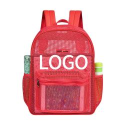 Personalized Fashion Outdoor Hollow Out Summer Student Book Net Backpack Heavy Duty Swimming Mesh Backpack