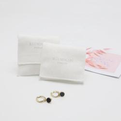 High End Silver Logo Brush Flap Cotton Canvas Jewelry Pouch Envelope Mirror Gift Bracelet Jewelry Packaging Bag