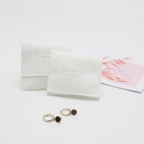 High End Silver Logo Brush Flap Cotton Canvas Jewelry Pouch Envelope Mirror Gift Bracelet Jewelry Packaging Bag