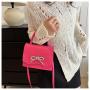 HR584 Women's Handbag PU Leather New Fashion Design Buckle Small Square Shoulder Bag Diamond Bow Versatile Luxury Handbag