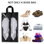 Gelory Black Portable Travel Shoe Bags Waterproof Nylon Storage Tote Pouch with Zipper for Men & Women