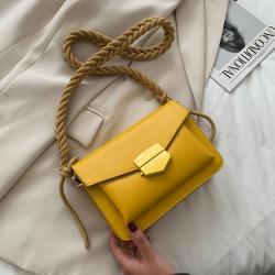 Fashion Women Pu Leather Small Sling Single Shoulder Messenger Bag 2021 Purse Handbags Leisure Contrast Wide Strap Crossbody Bag
