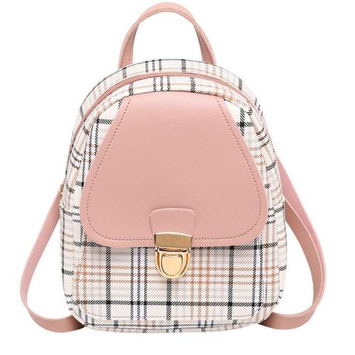 ZR422 Girls' Backpacks Are Versatile And Stylish with Small Checked Schoolbags Cosmetics Women Bag Female Backpack Mini Zipper