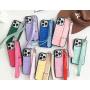 Luxury Cowhide Leather Wallet Mobile Phone Cover Card Holder For Iphone 12 13 14 15 Pro Max Plus Case With Finger Strap