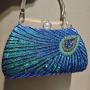 New peacock feather sequined bag chains shoulder vintage dress prom beaded women's clutch bag evening bag 2024