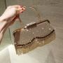 European and American Women's Handbag Bolsos New Fashion Ladies Bag Pu Pure Color Diamond-encrusted Party Bag