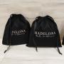 High End Custom Logo Design Black Suede Dust Bag For Handbag Packaging Shopping Gift Drawstring Suede Pouch