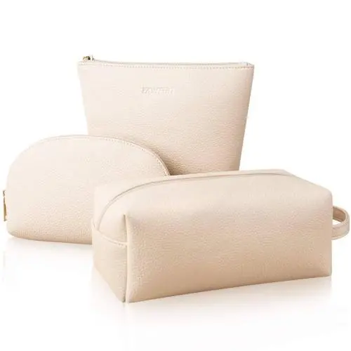 Gelory Cosmetic Bag Set Brush Holder Portable Multiple Size Cosmetic Toiletry Bags for Women