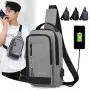 Trendy Fashion Private Label Stylish Business Men Travel Hiking Waterproof Oxford Large Cross Body Chest Messenger Bag With Usb