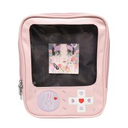 Wholesale Fashion Leather Girls Leather Backpack Clear PVC Window Ita Bags Custom Backpack for School