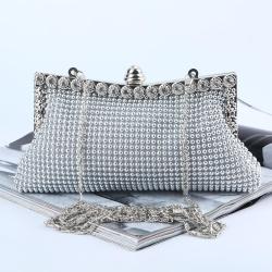 HR342 Aluminum Bead Lock Buckle Color Ding Satin Clutch Bag Sheet Evening Handbag Rhinestone Evening Dress Celebrity Banquet Bag
