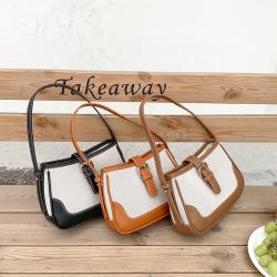 Wholesale Spring High Quality Trendy Shoulder Bag Canvas Splicing Leather Tote Brown Fashion Underarm Bag for Women