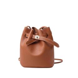 Women's Lychee Pattern Bucket-Shaped Shoulder Bag 2024 Summer Autumn Korean Version New Cross Body Small Bag Shoulder Bag