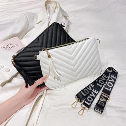 Vintage Crossbody PU Leather Bag with Tassels Mobile Phone Purse Messenger Shoulder Bag Strap Cheap Vintage Thread Pattern Style