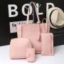 Fashion New Style Solid Color Bag Large Capacity Women's Rivet Four Piece Set Leisure One Shoulder Banquet Women's Bag