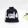 Recyclable Custom White Logo Organic Cotton Drawstring Child Shoe Pouch Soft Black Packaging Dust Shoe Bag