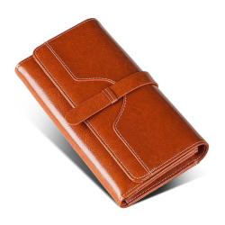 ZWY264 Wholesale Women RFID Multi-color Long Wallet Genuine Leather Lightweight Multi-Card Money Clip Daily Utility Card Pack