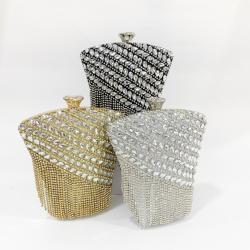 custom Popular Shiny Big Luxury Diamond Bucket Evening Clutch Bag Ladies Handbag And Purse Dinner Party Bag NE434