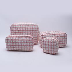 Keymay New Arrival Fashion Plaid Zipper Bag Beauty Organizer Pouch Travel makeup Bag Checkered Cosmetic Bag